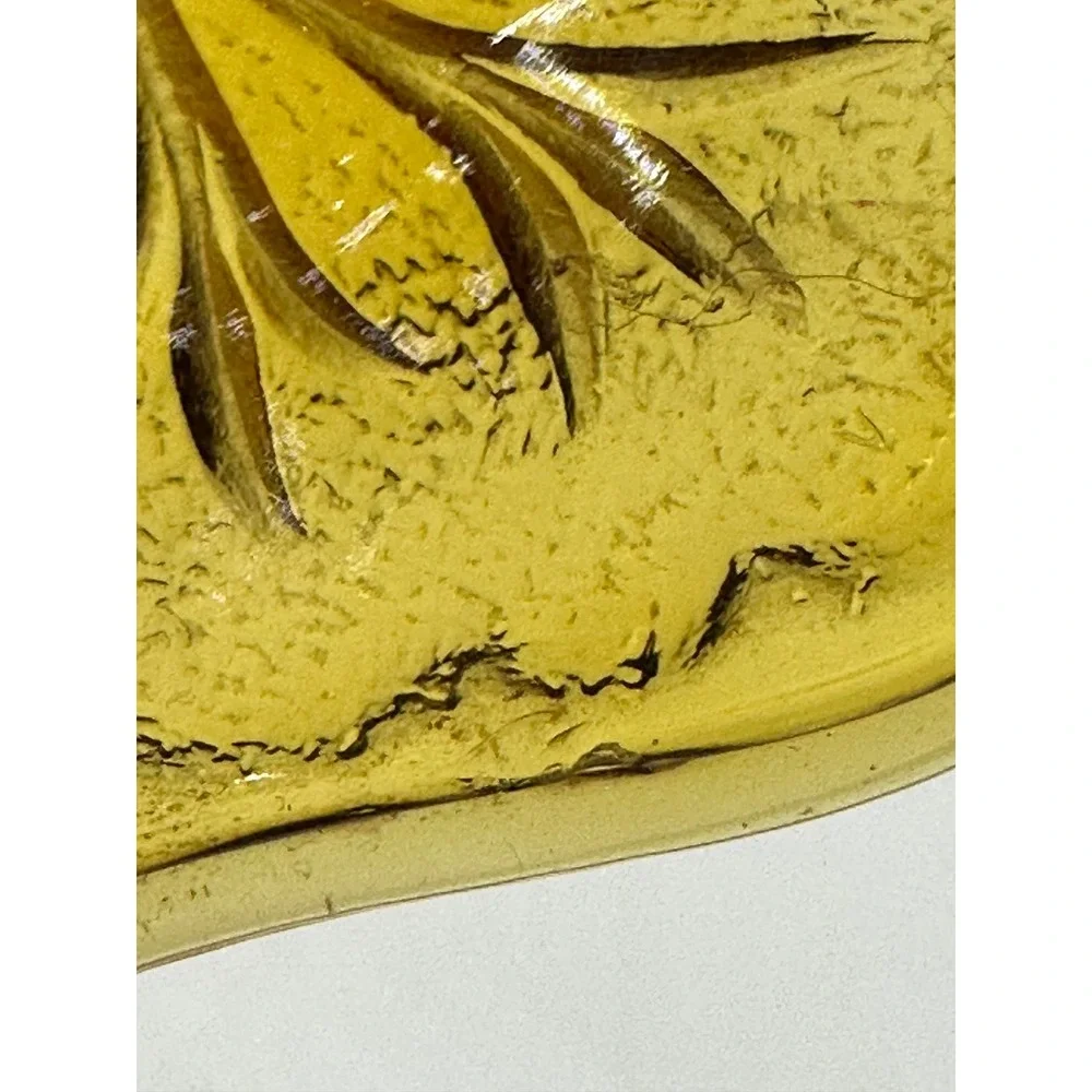 VTG Indiana Glass Fairy Lamp Amber Leaf Pattern Two Piece Votive Candle Holder